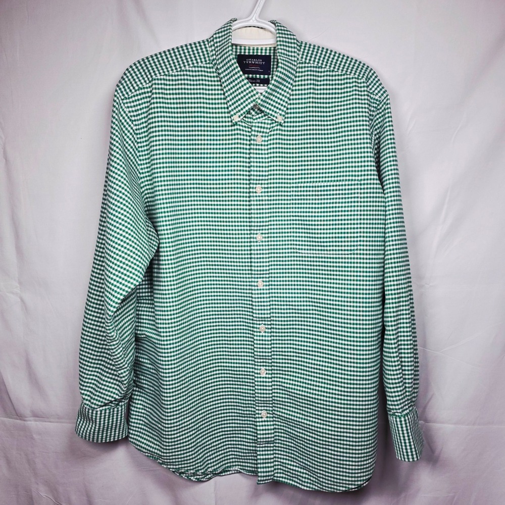 Charles Tyrwhitt Weekend Gingham Button Down Shirt CW293GRN Mens Large Green L